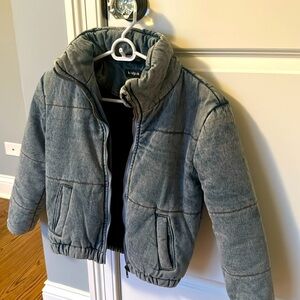 Girls Lined Puffer Denim Jacket